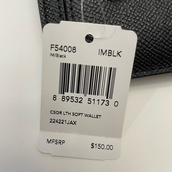 Coach Black Leather Slim Wallet Minimalist Design- NWT - Picture 4 of 11